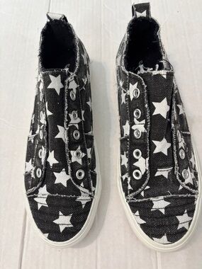Corey’s  Star-Print Slip-On Canvas Sneakers - Black/White
